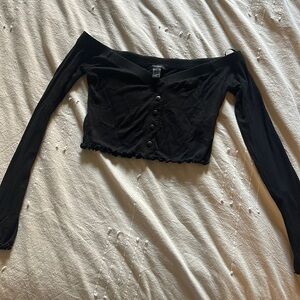 Off the shoulder black crop top